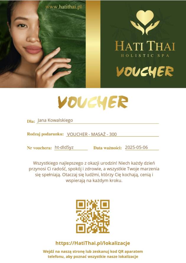 Voucher na masaż na kwotę